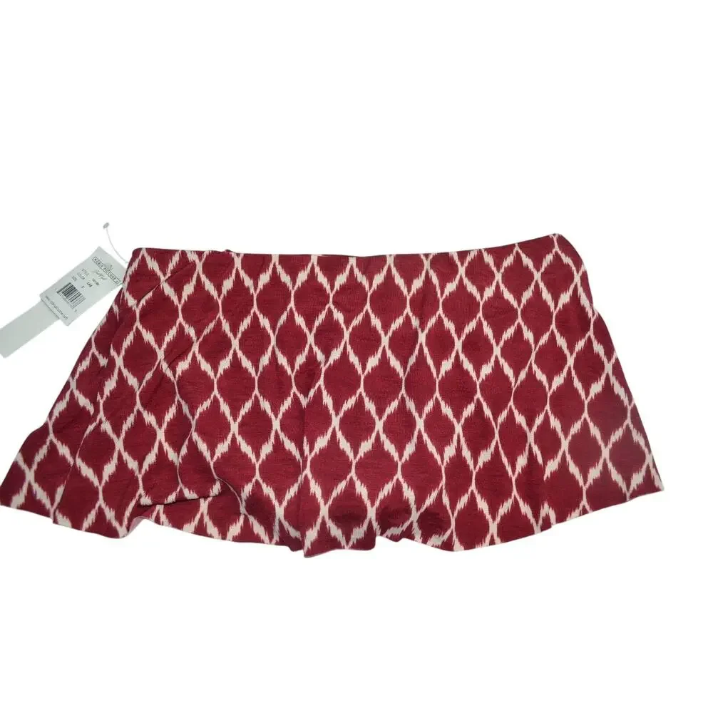 ROBIN PICCONE Women's Red & Ivory Pattern Skirted Bikini Bottoms